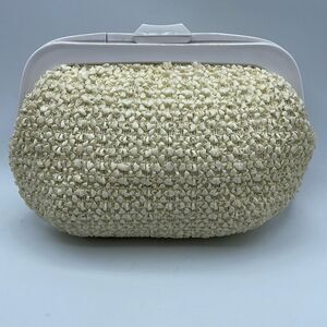 Vintage SMco. Cream white clutch. Looped fabric.